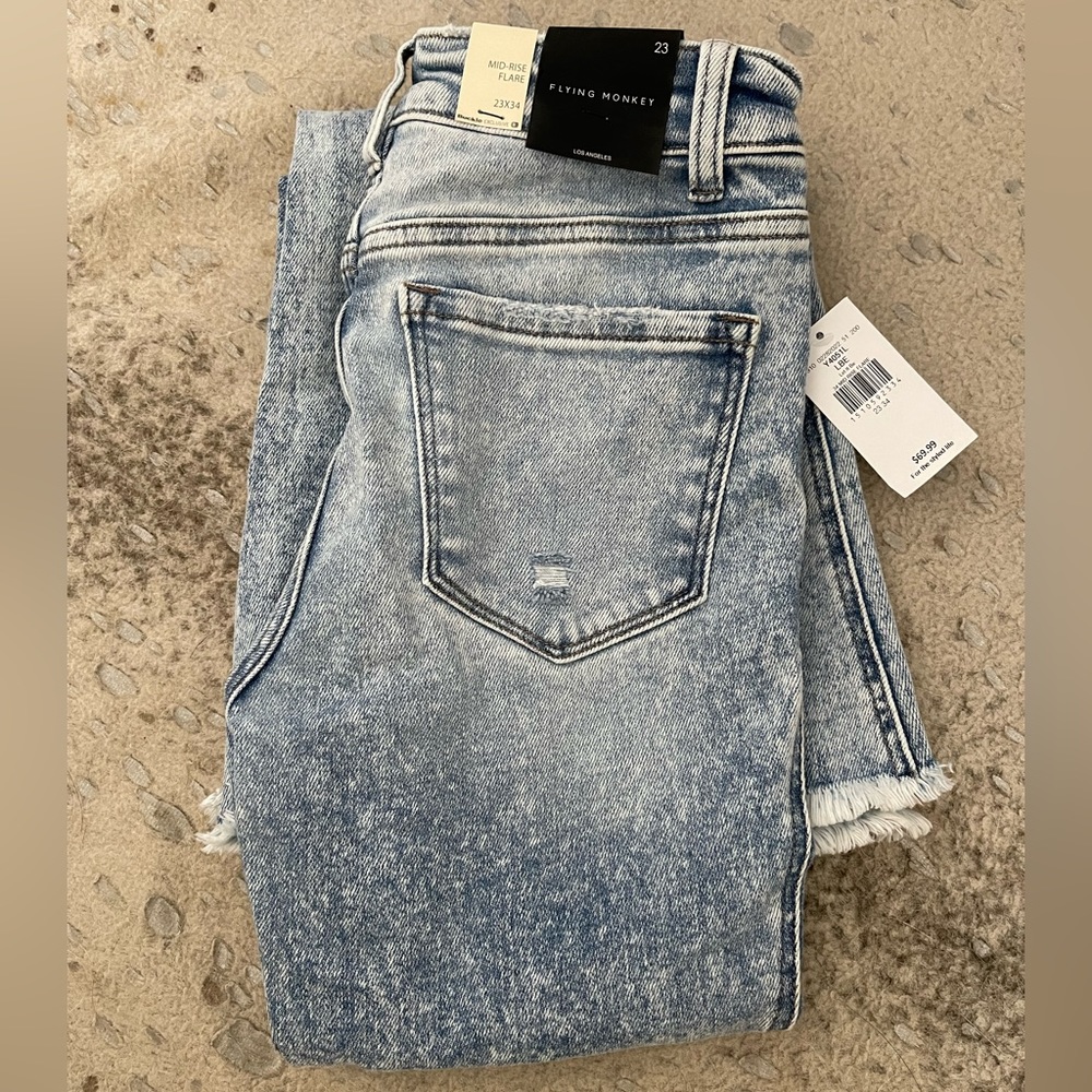 Flying Monkey Distressed Flare Jeans